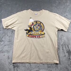 Vintage Popeye & Friends Shirt Mens XL Tan Chester Illinois At The Movies Y2K